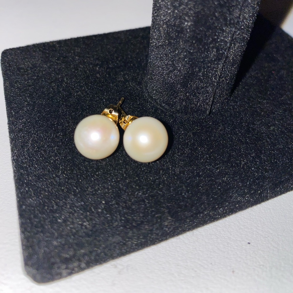 9-9.5mm natural white akoya pearl stud earrings